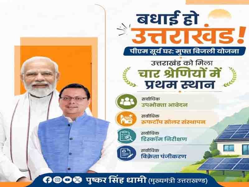 प्रधानमंत्री के मार्गदर्शन में उत्तराखंड स्वच्छ ऊर्जा के क्षेत्र में निरंतर नए आयाम स्थापित कर रहा है:” मुख्यमंत्री