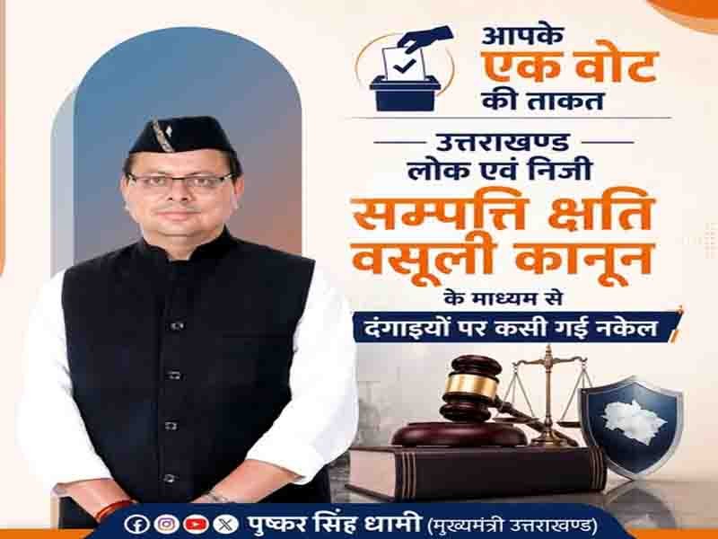 उपद्रव और हिंसा के कारण निजी संपत्ति को हुए नुकसान की भरपाई अब उपद्रवियों से की जाएगी:” मुख्यमंत्री